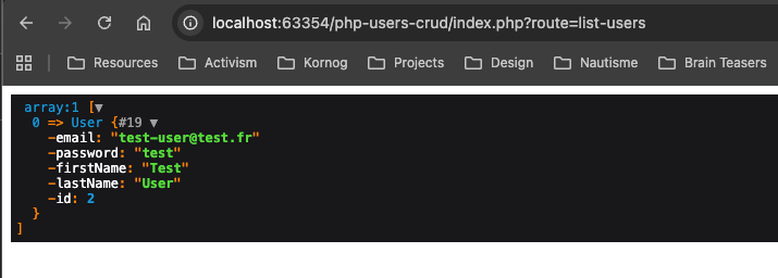 findAll avec user de test