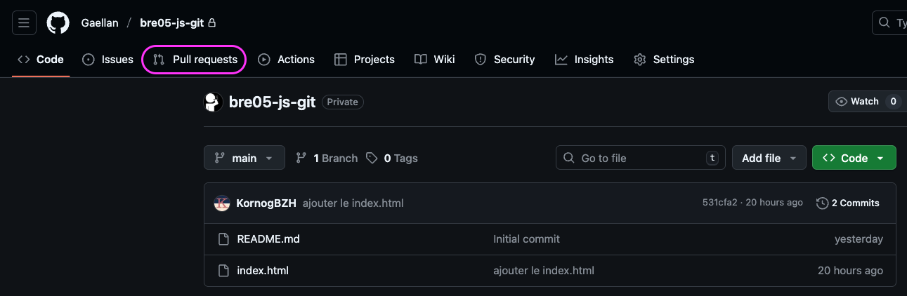 github pull request 1