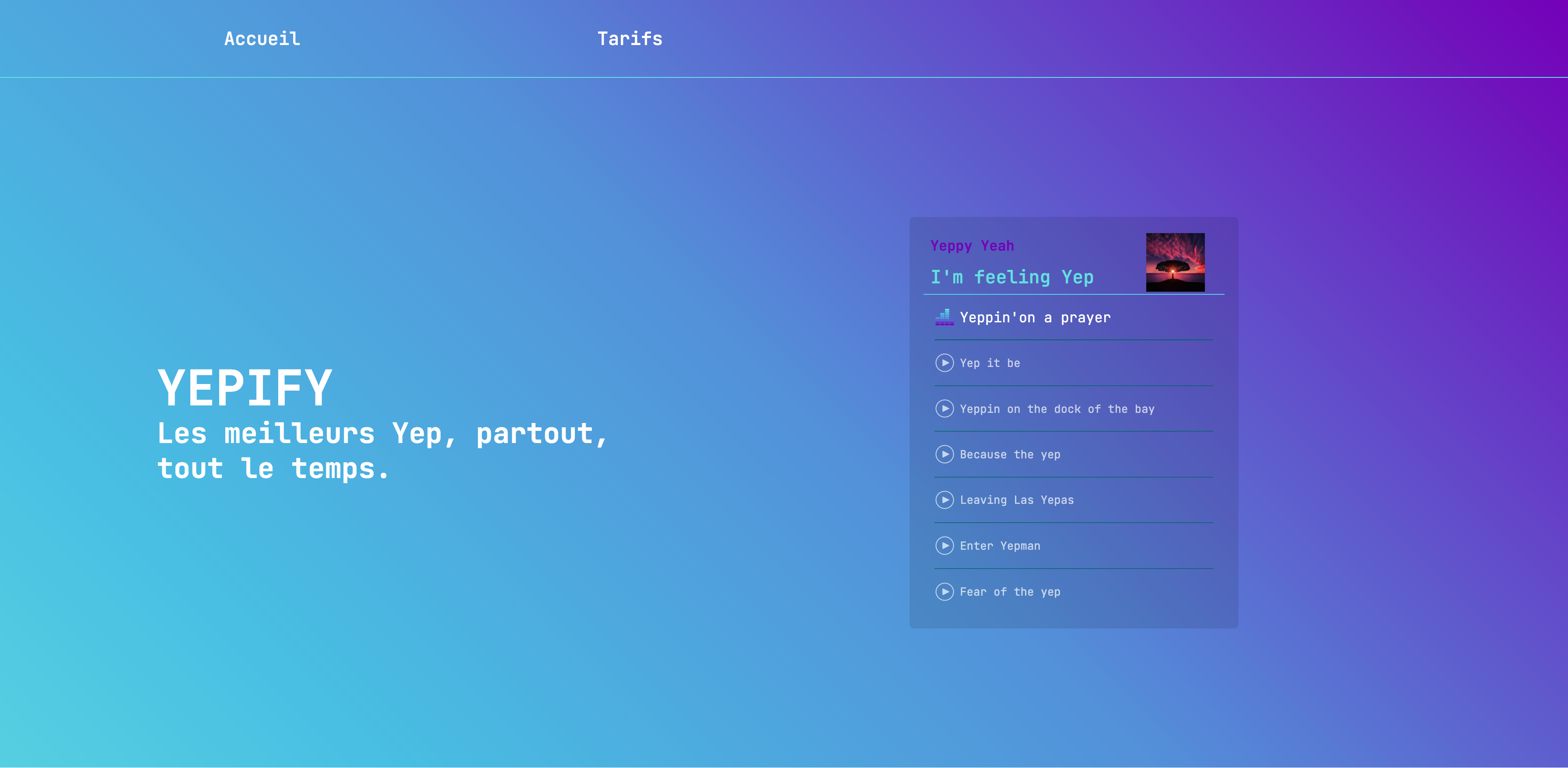 maquette page accueil